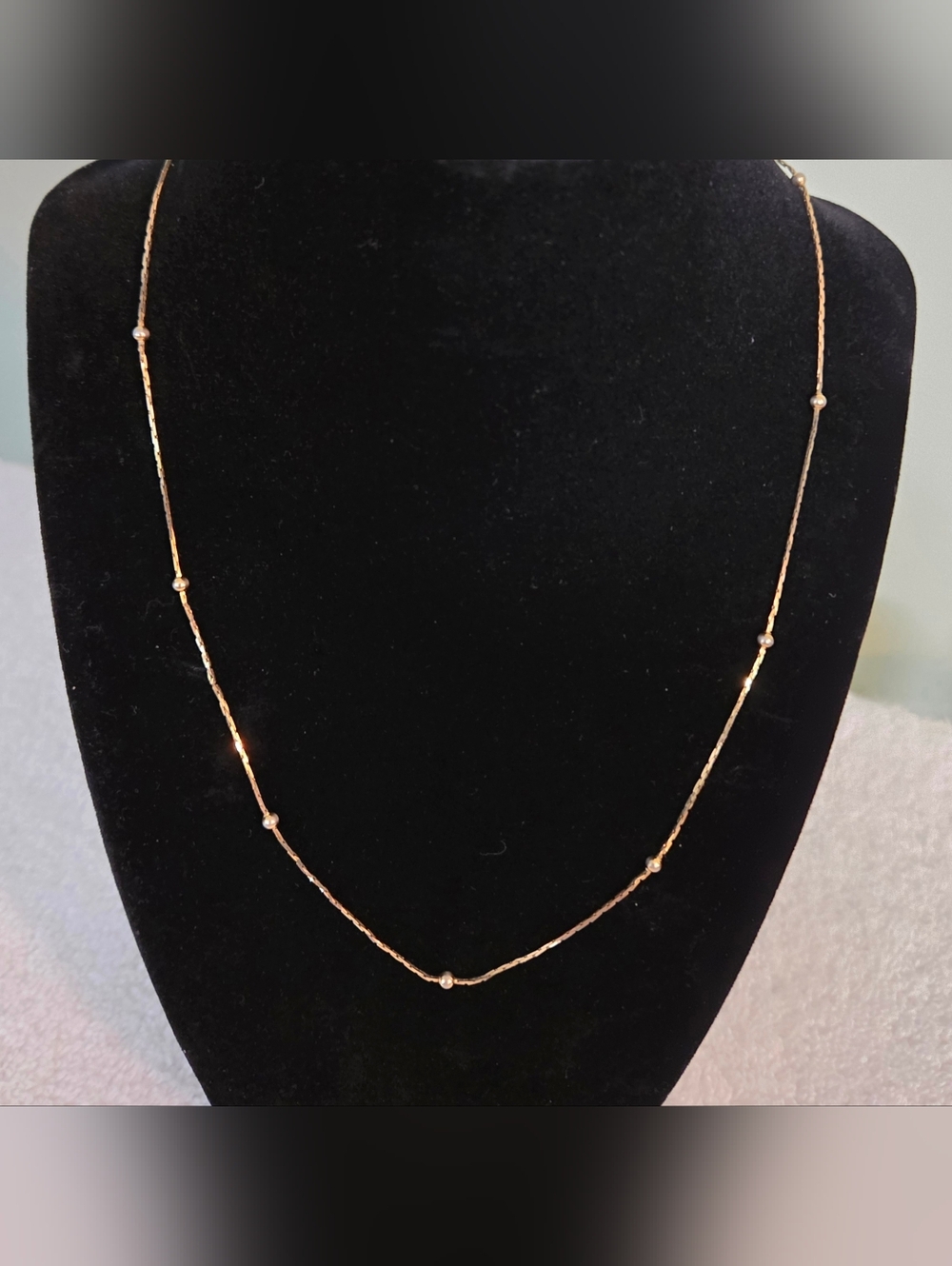 Vintage Signed Napier Dainty Gold Bead Station Necklace - Women Jewelry